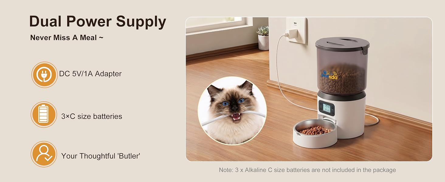 Automatic Cat Feeders, 4L Timed Cat Dry Food Dispenser Auto Pet Feeder Portion Control 9 Meals Day