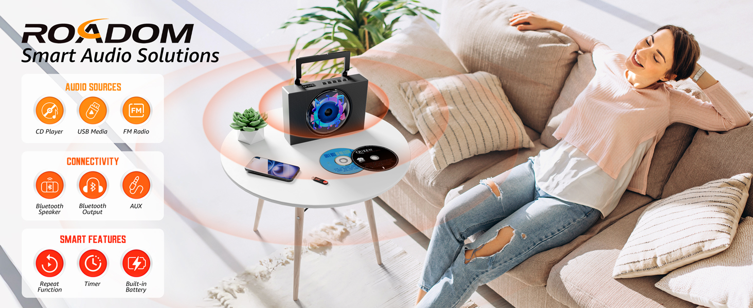 portable cd player boombox bluetooth radio