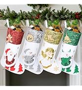 Personalized Stockings Christmas - 18.5 Inches Large Christmas Stockings with Diy Hanging Wooden ...