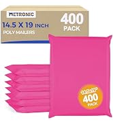 Metronic Pink Poly Mailers 14x19 400 Pack, Heavy Duty Shipping Bags Bulk Self Seal Waterproof Tea...