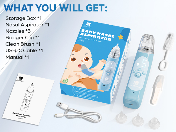 Electronic nasal aspirator for baby