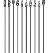 Sworker 10Pcs Long Carbide Burr Set 1/8" Shank Total L 4.4" Compatible with Dremel Die Grinder Bi...