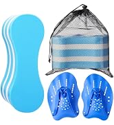 Bensbl 4 Pcs Swim Training Pull Buoy Hand Paddles Bag Set Include 1 Buoy 2 Hand Paddles 1 Bag wit...