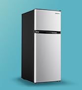 EUHOMY Mini Fridge with Freezer, 4.0 Cu.Ft Mini Refrigerator fridge, 2 door For Bedroom/Dorm/Offi...