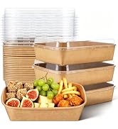 DTFMZOV 30 Pack 78 oz Large Charcuterie Boxes with Clear Lids, 10 x 8 x 3 Inch Bakery Take Out Co...