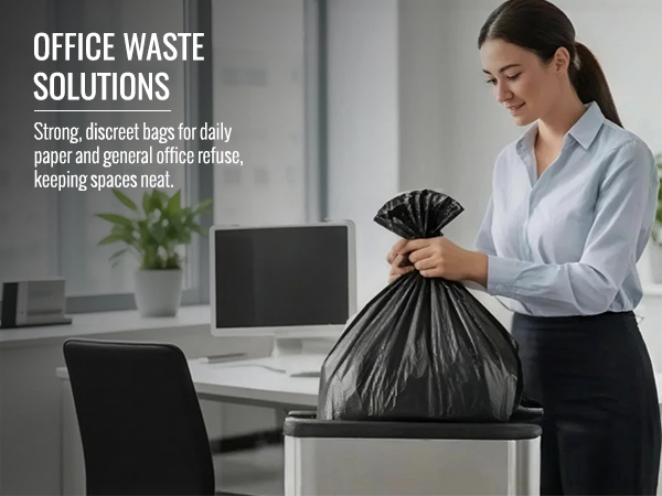8 Gallon Trash Bags Heavy Duty - 30 Liters Black Garbage Bags Medium Leakproof and Unscented