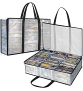 DVD Storage Bag(Set of 2), Sturdy Clear CD Organizer with Carrying Handles,Media Organizer Bag fo...