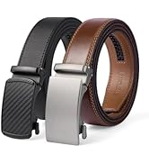 SKiporty Ratchet Belts for Men, 2 Packs Leather Click Adjustable, Black & Brown, Belt for Dress/C...