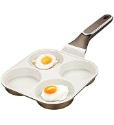JUSTUP Egg Frying Pan, 4-in-1 Nonstick Omelet Pan with Heat Resistant Handle, 4-Cup Breakfast Div...