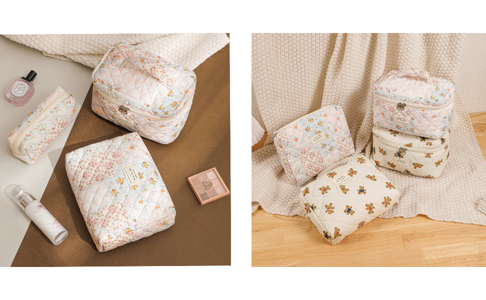 Coquette Quilted Toiletry Bag for Women and Girls