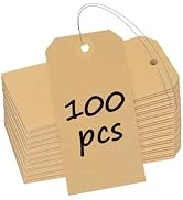 Uniclife 100 Pcs Blank Shipping Tags with Wire Attached 4.7 Inch Writable Brown Kraft Paper Tags ...