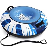Snow Tube Sled with Premium Canvas Cover, Heavy Duty Snow Tubes for Sledding, 47" Inflatable Snow...