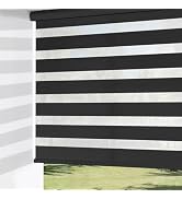 ChrisDowa Cordless Zebra Blinds for Windows, Dual Layer Free-Stop Light Filtering Window Roller S...