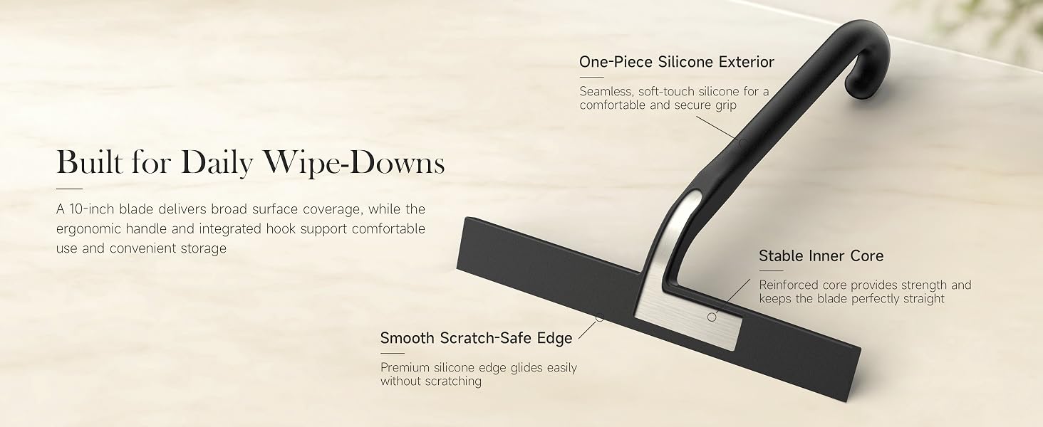 10 Inch Silicone Shower Squeegee for Glass Doors
