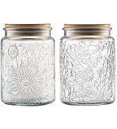 Vintage Glass Jars,Decorative Storage Airtight Glass Jar with bamboo lid,23.7 FL OZ Food Storage ...