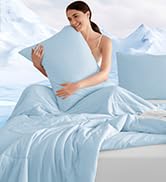 PHF Cooling Comforter Set Queen Size, 3PCS Soft Breathable Lightweight Summer Bedding for Hot Sle...