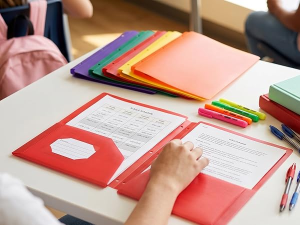 folders with pockets 3 hole punched