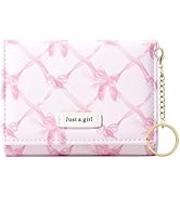 Sunwel Fashion Cute Coquette Bow Wallet with Key-chain Aesthetic Card Holder ID Window for Women ...
