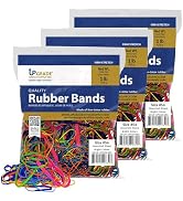 Upgrade Rubber Bands, Assorted Sizes & Bright Colors, Non-Latex, 1 lb Bags, 3-Pack, USA