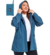 SaphiRose Women's Plus Size Packable Waterproof Rain Jacket | Lightweight, raincoat, rain coat, w...