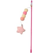 BWESOO Pink Cat Stick Toy Elastic Rope Plush Ball Star Pendant Bite-Resistant Comfortable Grip Re...