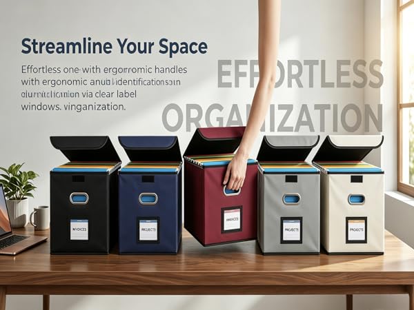 Collapsible Multifunctional Filing Storage Organizer - The outer box with linen fabric can dustproof