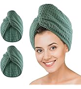 Microfiber Hair Drying Towel - 2Packs Waffle Long Hair Head Turban Wraps Terry Cloth Fast Absorbe...