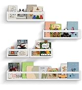 YLT WAX 3 Sizes in 1 Nursery Book Shelves, Floating Pine Wood Shelf, Wall Mounted Small & Long Bo...