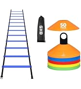 GHB Agility Ladder 1 Pack and Disc Cones 50 Pack 2 Carrying Bag