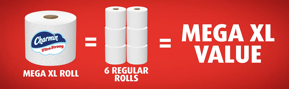 Mega XL Roll=6 Regular Rolls=Mega XL value
