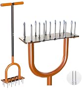 CKLT 39in Lawn Aerator with 15 Industrial-Grade No.45 Steel Spikes Aerator Lawn Tool Manual Yard ...