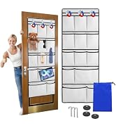 Magnetic Cruise Door Organizer – 13-Pocket Hanging Storage with 2 Large Shoe Pockets, No Hook Nee...