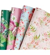 RUSPEPA Gift Wrapping Paper Sheets - Floral Design Perfect for Wedding,Birthday, Mothers Day, Con...