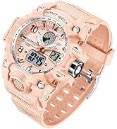 Gosasa Womens Digital Sports Watch 5ATM Waterproof Watch LED Light Large Face Analog Multifunctio...