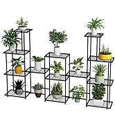 Metal Plant Stand, 13 Tiers Multifunctional Plant Stands for Indoor Plants, Decorative Black Stee...