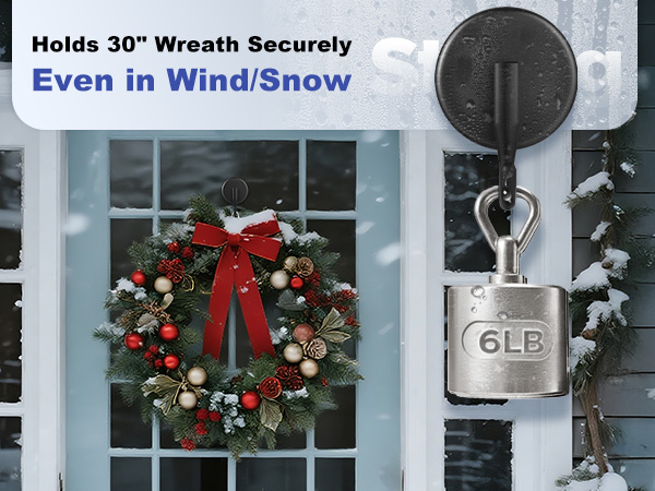 Wreath Hanger for Front Door, Heavy Duty Suction Cup Reef Hook for Glass Window/Over Door/Outdoor