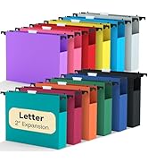 NORDUN Extra Capacity 2" Expandable Hanging File Folders,Heavy Duty File Hangers with Tabs,12 Pac...