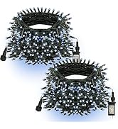 TW SHINE White Christmas Lights, 400 LED 132FT Outdoor Christmas Lights Plug in with 8 Modes, Wat...