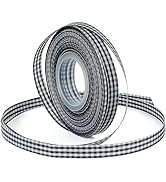 Black Gingham Ribbon for Gift Wrapping, 3/8 inch 50Yard Plaid Ribbon for Flower Bouquet Christmas...