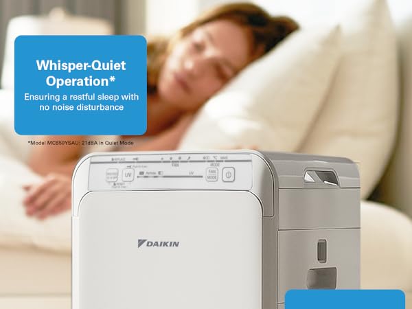 Whisper-quiet operation of 21 dBA in quiet mode for restful sleep
