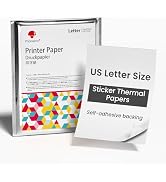 Phomemo US Letter Adhesive Thermal Paper 100 Sheets, Compatible with M832D M832 M834 M08F-Letter ...