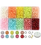 ZHFMLY 1450pcs Crackle Glass Beads Handcrafted Round Lampwork Smooth Loose Beads for Bracelet & D...