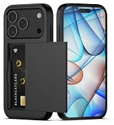 Nvollnoe Compatible with iPhone 17 Pro Case with Card Holder Dual Layer Heavy Duty Protective Sho...