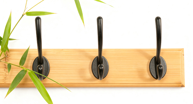 solid bamboo wall coat hanger with 10 hooks
