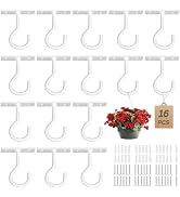 QTJUST Ceiling Hooks for Hanging Plants 16pack 2.5inch Plant Hooks Meatl Plant Hanger Indoor for ...