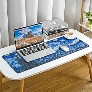 Van Gogh Starry Night Extended Large Gaming Mouse Pad,31.4"x11.8"Non-Slip Rubber Base Large Mousepad