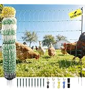 Electric Fence Netting, 47.2" H x 164'L Electric Chicken Fence, Portable Chicken Fence with Doubl...