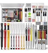 STAGEEK 36 Pack Carpenter Pencils Set With 102 Refills, Construction Pencil With Sharpener, Deep ...