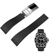 Juntan FKM Rubber Watch Strap for Men Women, 20mm 22mm Watch Band Fluororubber Rubber with Classi...