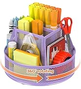 Docnest Mesh 360 Degree Rotating Pen Holder with 6 Compartment,Metal Pencil Cup Art Supply Storag...